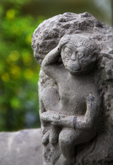 Fototapeta na wymiar Stare Monkey Kamień Statua Wuhou Trzy królestwa Temple Chengdu Sich