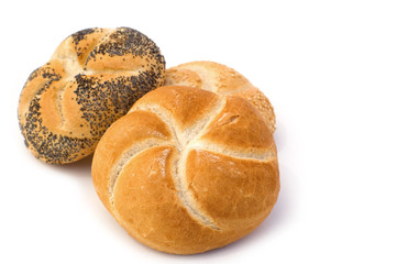 three small bread on white background