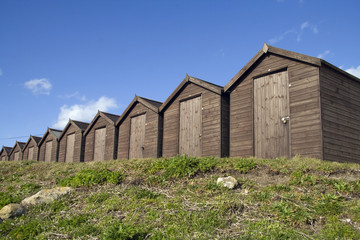 Wooden beach huts