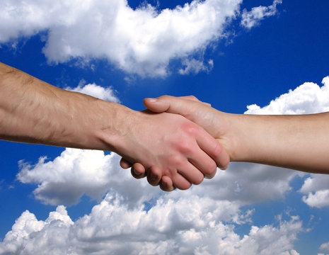 shake hands and sky