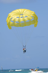 People are parasailing