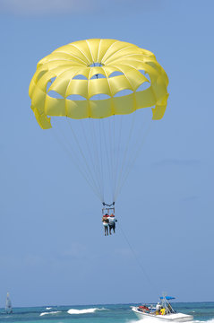 People are parasailing
