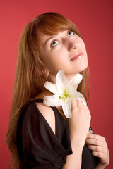 Obraz na płótnie Canvas Romantic girl with flower