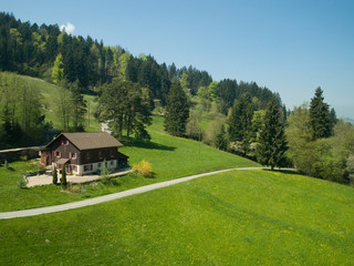 Farmhouse in alpine meadow
