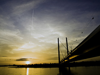 Obraz premium sunset on the river rhein