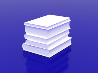 White books on a blue background