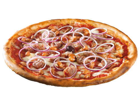pizza con salsiccia fagioli e cipolla