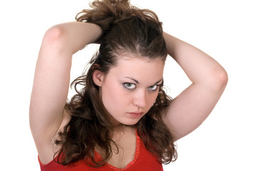 Fototapeta premium Portrait of the young beauty woman. Isolated.