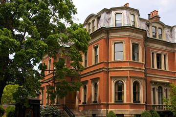 orange brick mansion