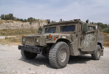 The Israeli army armored jeep - obrazy, fototapety, plakaty