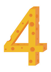 Vector cheese numeral four