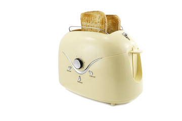 toaster with toast isolated on white background