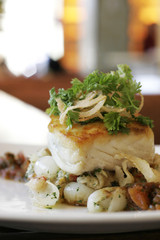 Sea bass on roasted vegetables