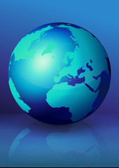Globe terrestre bleu (reflet)