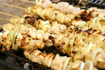 shish kebab on grill