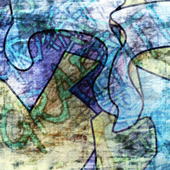 Grunge wall with graffiti tags