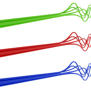 fibre-optical green blue and red cables