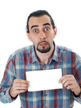 man with blank sheet
