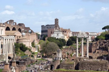 Roman Forum, with the Coliseum in the background