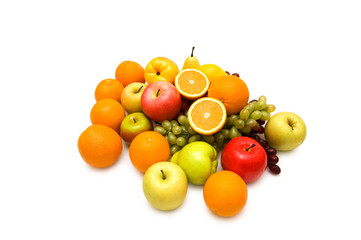 Various fruits isolated on the white background