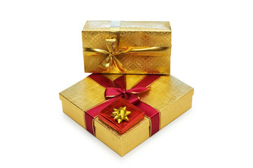 Obraz premium Gift boxes isolated on the white background