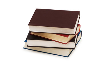 Stack of books isolated on the white background