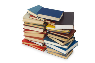 Stack of books isolated on the white background