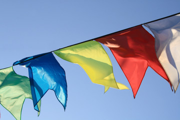 Small flags flapping on wind