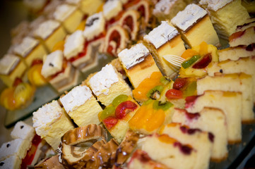 Cream and fruit cakes