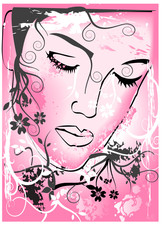 abstract face in the pink color