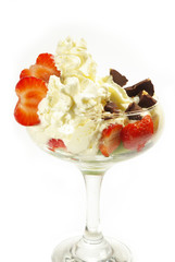 Whipped cream and strawberrie