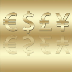 Four different currencies signs illustration / background