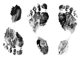 Black silhouettes of prints a foot