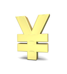 Obraz premium Yen currency symbol on white background with clipping path