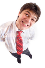 Pleased man with wide smile