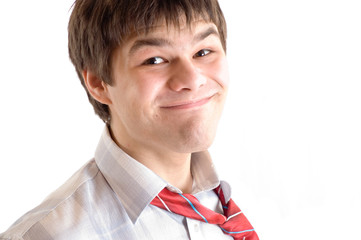 Pleased man with wide smile