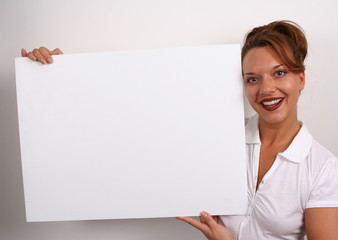 beautiful girl holding a board