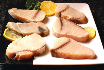 Raw shark fillets