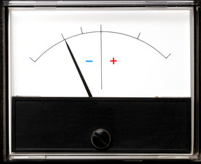 Meter gauge with pointer at quarter