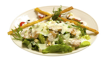 Lettuce Caesar with the bread rods