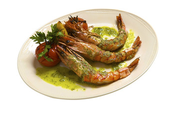 Baked shrimps with the sauce