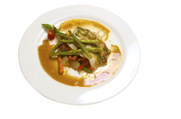 Lettuce with the asparagus and the vegetables