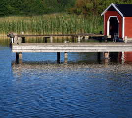 Boathouse in Swedish archipelago