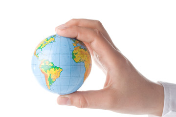 The globe in hands