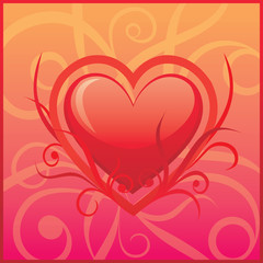 Vector heart on the floral background