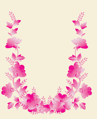 Fototapeta na wymiar pink flower frame on white