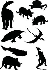 silhouettes of dinosaurs