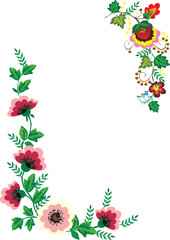 color flower frame on white