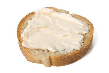 Slice of bread with cheese cream