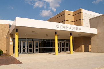 gymnasium entrance for a school - obrazy, fototapety, plakaty